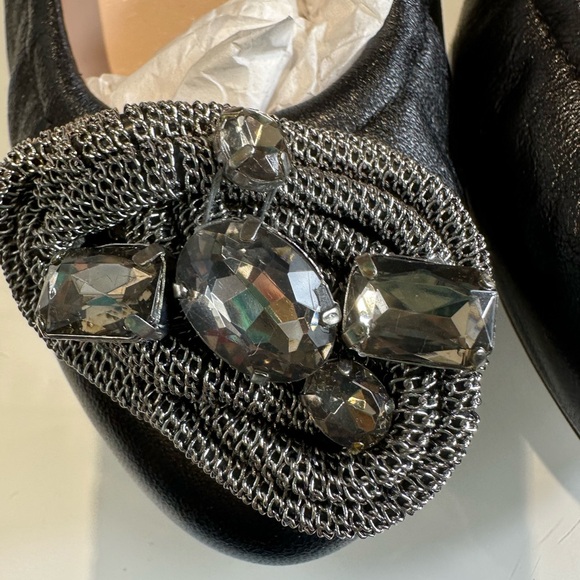 Elie Tahari Black Flats with Crystal Accents 39 s - Picture 3 of 7